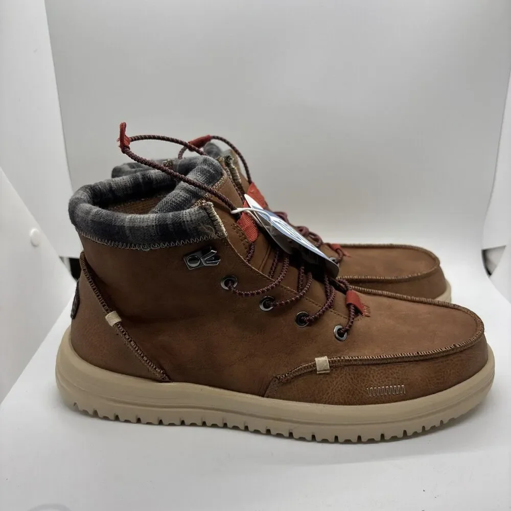NWT Hey Dude Men's Bradley Classic Tumbled Cognac Brown Size 9 lightweight wool